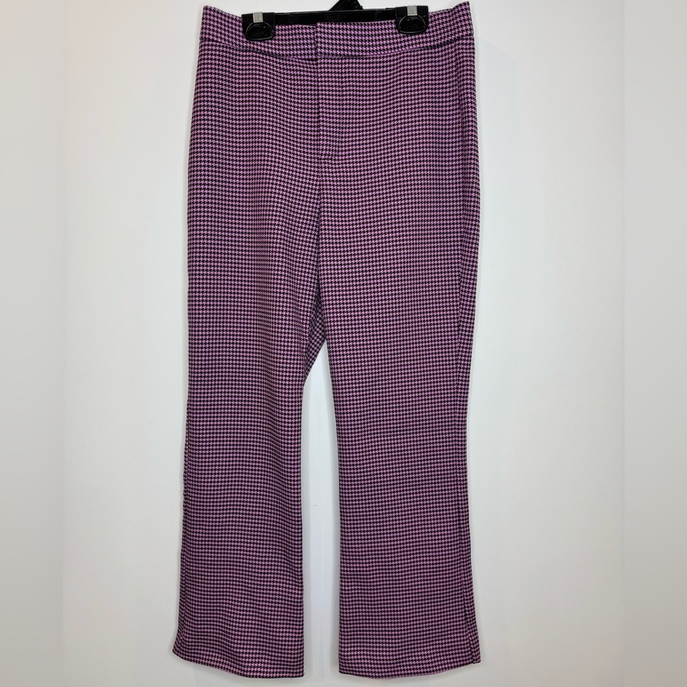 Zara houndstooth Purple Checkered bootcut Pants size medium